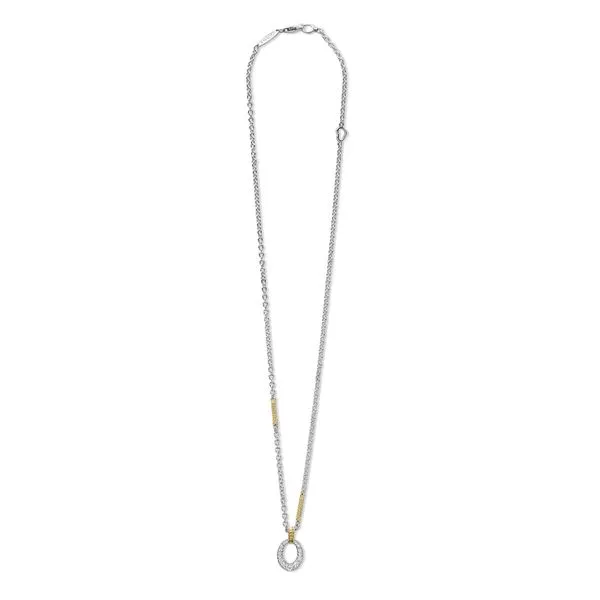 Caviar Lux Two Tone Oval Diamond Pendant Necklace Image 2 Hingham Jewelers Hingham, MA