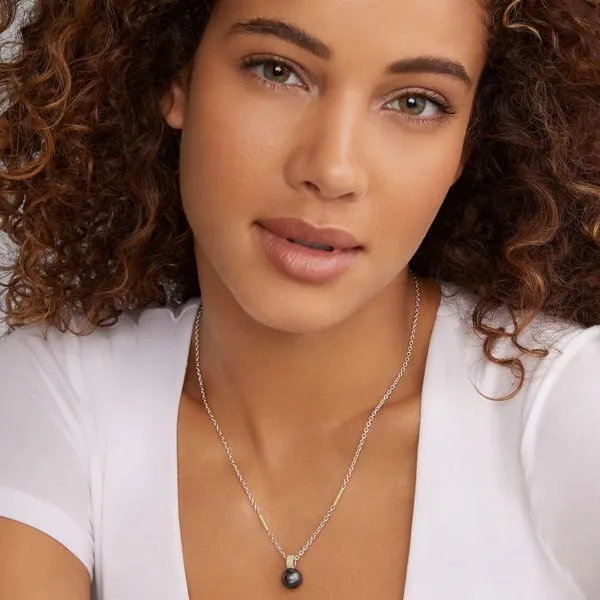 Luna Tahitian Black Pearl Pendant Necklace Image 3 Hingham Jewelers Hingham, MA