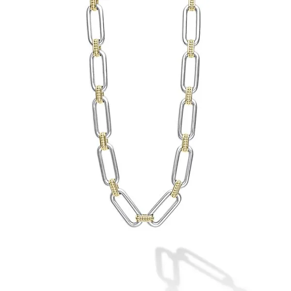 Signature Caviar Two Tone Link Necklace Hingham Jewelers Hingham, MA