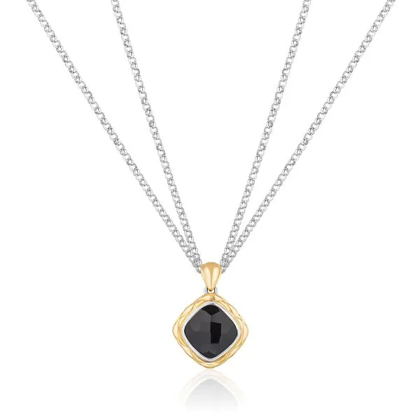 Two-Tone Urban Chic Black Onyx Pendant with Double Chain Necklace Hingham Jewelers Hingham, MA
