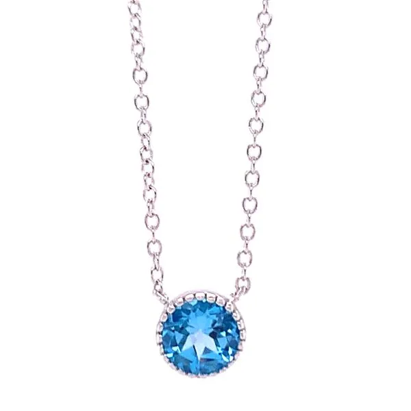Blue Topaz Bezel Necklace Hingham Jewelers Hingham, MA