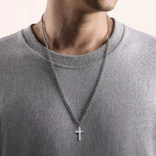 Facets Collection Beveled Trim Cross Pendant Image 3 Hingham Jewelers Hingham, MA