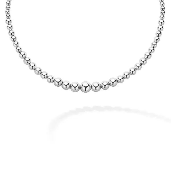 Caviar Bubbly Petite Silver Graduated Bead Necklace