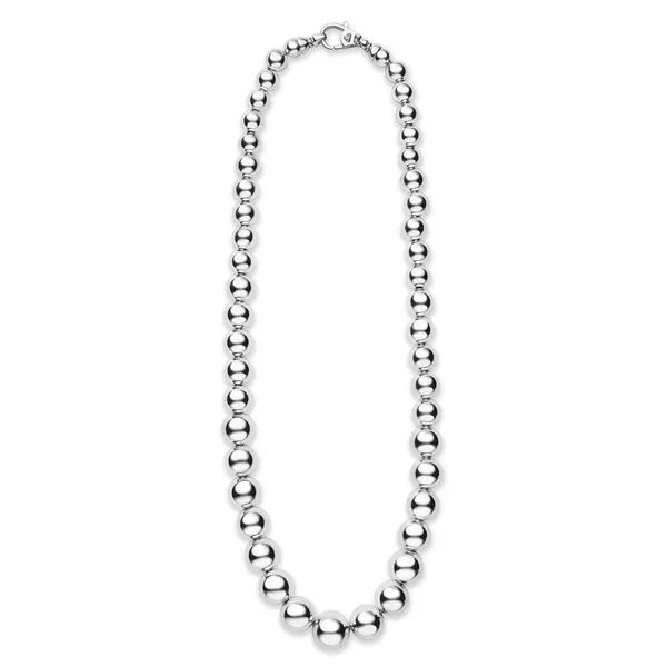 Caviar Bubbly Silver Graduated Bead Necklace