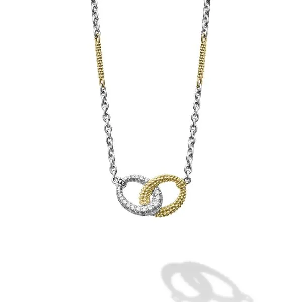 Caviar Lux Two-Tone Link Diamond Necklace