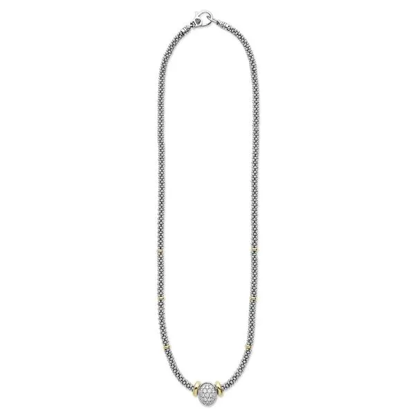 Signature Caviar Two-Tone Oval Caviar Diamond Necklace