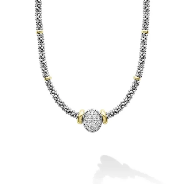 Signature Caviar Two-Tone Oval Caviar Diamond Necklace