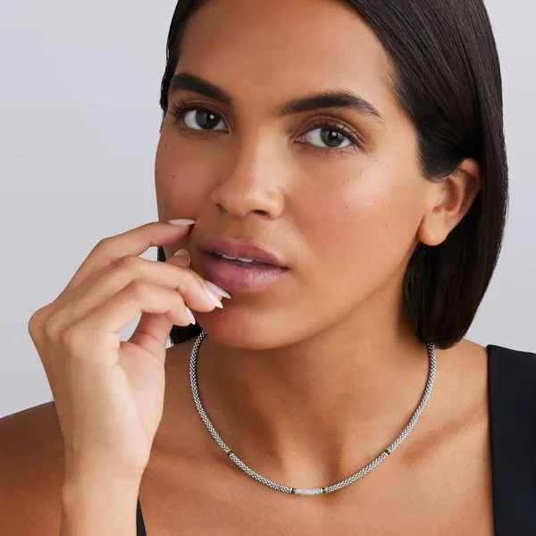 Black Caviar Two-Tone Black Ceramic Caviar Diamond Necklace