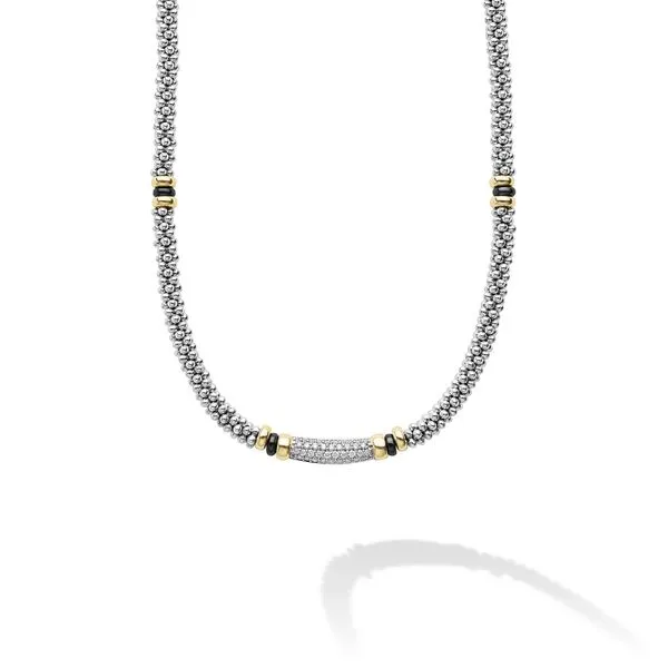 Black Caviar Two-Tone Black Ceramic Caviar Diamond Necklace