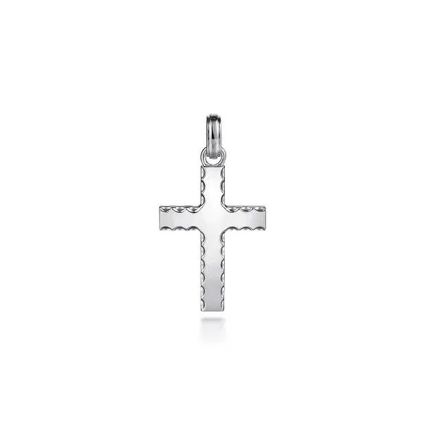 Facets Collection Beveled Trim Cross Pendant Hingham Jewelers Hingham, MA