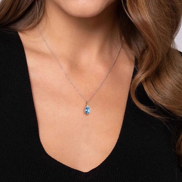 Blue Topaz Pendant Necklace Image 4 Hingham Jewelers Hingham, MA