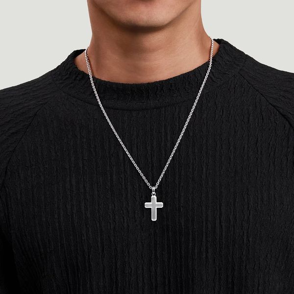 Brushed Cross Pendant Image 3 Hingham Jewelers Hingham, MA