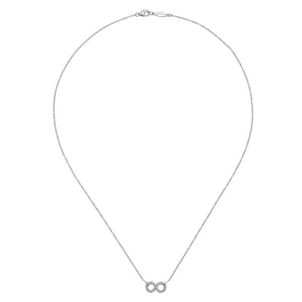 White Sapphire Infinity Pendant Necklace Image 2 Hingham Jewelers Hingham, MA