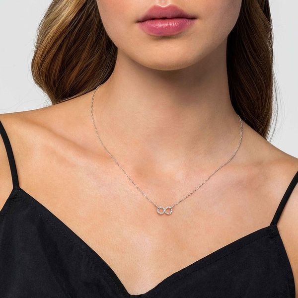 White Sapphire Infinity Pendant Necklace Image 3 Hingham Jewelers Hingham, MA
