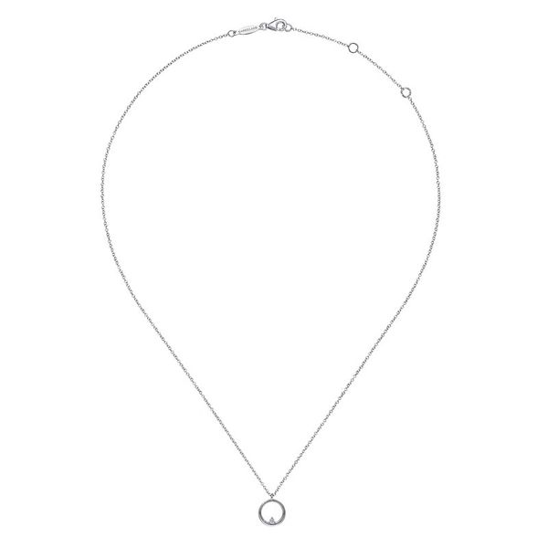 Circle with Diamond Pendant Necklace Image 2 Hingham Jewelers Hingham, MA
