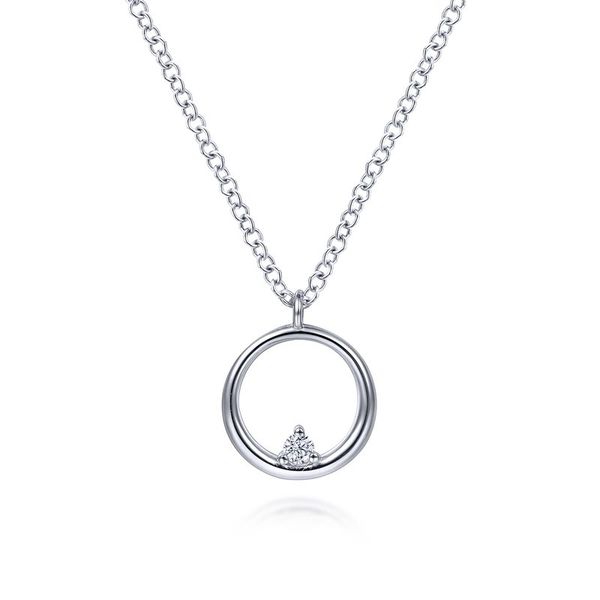 Circle with Diamond Pendant Necklace Hingham Jewelers Hingham, MA