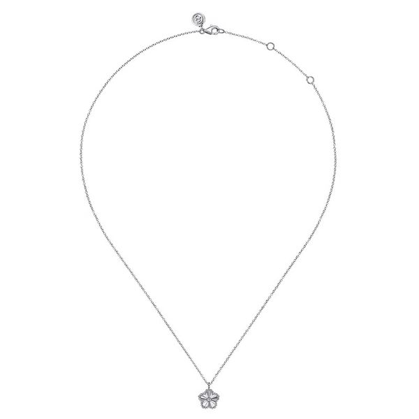 Beaded Flower with Diamond Pendant Necklace Image 2 Hingham Jewelers Hingham, MA
