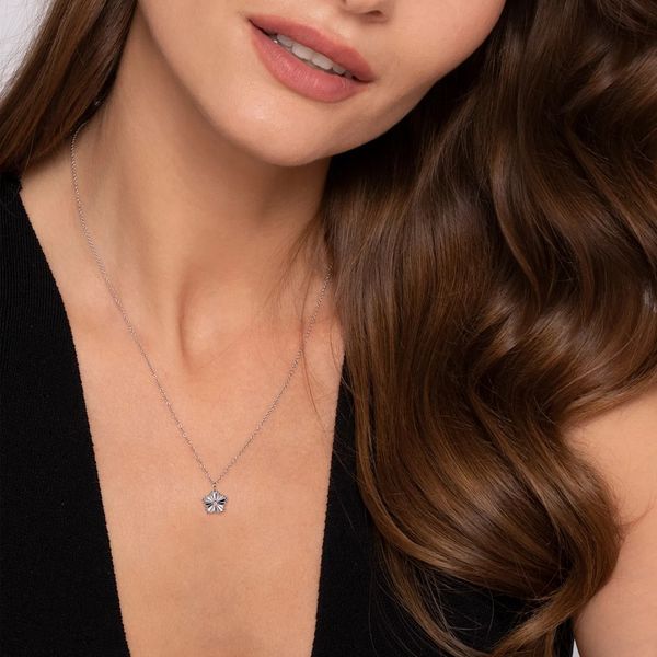 Beaded Flower with Diamond Pendant Necklace Image 3 Hingham Jewelers Hingham, MA