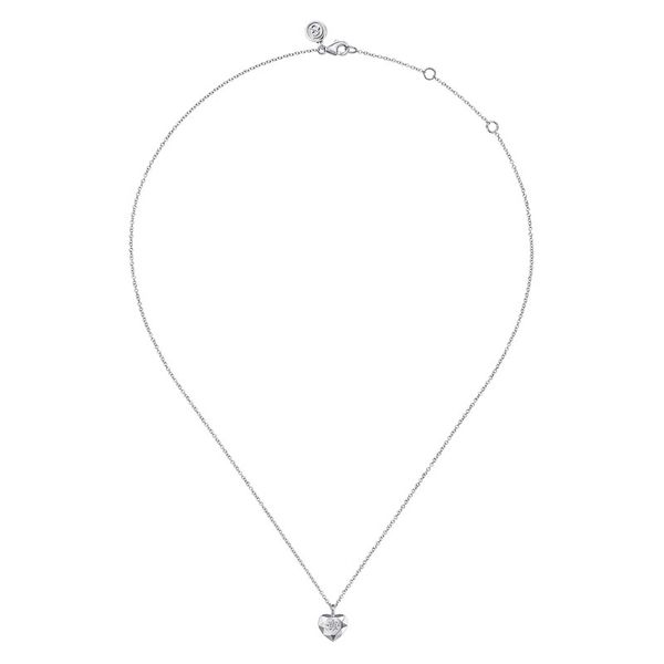 Faceted Heart with Diamond Pendant Necklace Image 2 Hingham Jewelers Hingham, MA