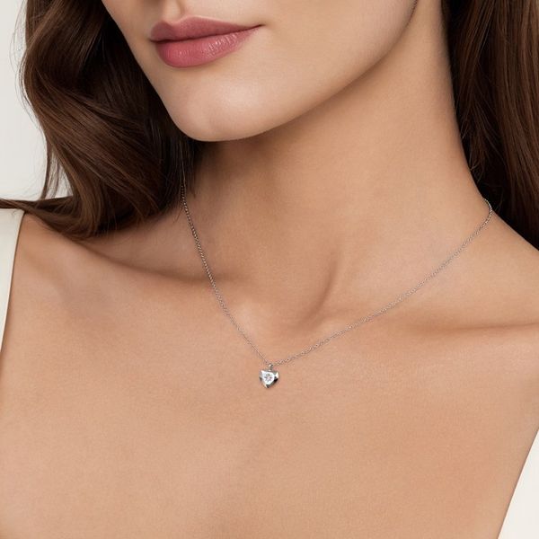 Faceted Heart with Diamond Pendant Necklace Image 3 Hingham Jewelers Hingham, MA