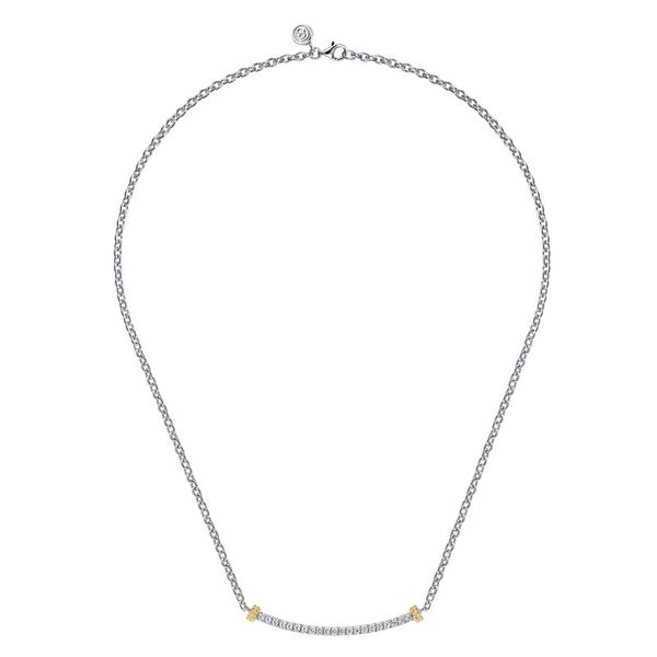 White Sapphire Curved Bar Necklace Image 2 Hingham Jewelers Hingham, MA