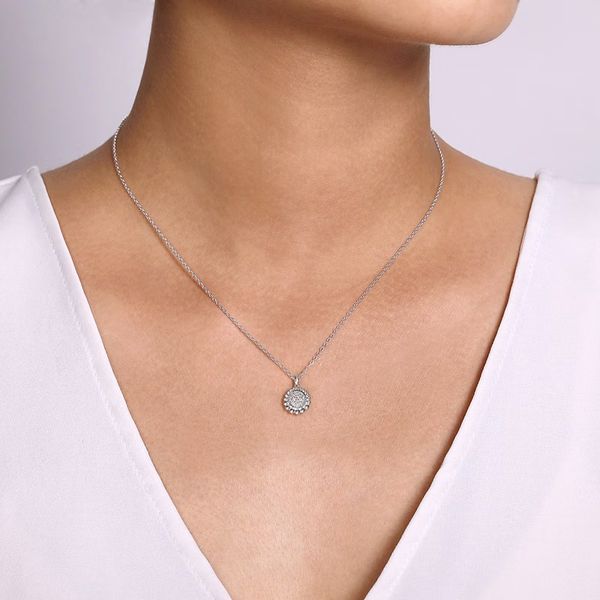 White Sapphire Pave Pendant Necklace Image 3 Hingham Jewelers Hingham, MA