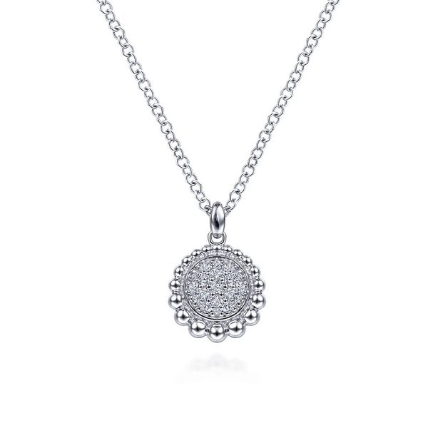 White Sapphire Pave Pendant Necklace Hingham Jewelers Hingham, MA