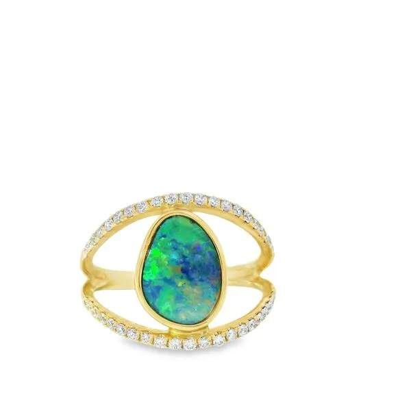 Black Opal Doublet and Diamond Ring Hogan's Jewelers Gaylord, MI