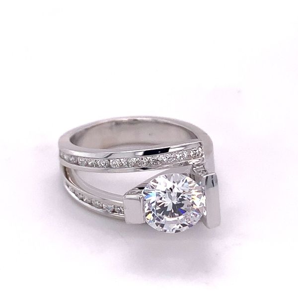 Contemporary Diamond Engagement Setting W/CZ Center Hogan's Jewelers Gaylord, MI