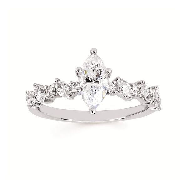 Marquise and Round Diamond Engagement Ring Hogan's Jewelers Gaylord, MI