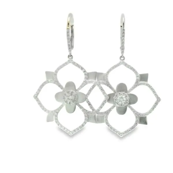 Diamond Dangle Flower Pattern Earrings Hogan's Jewelers Gaylord, MI