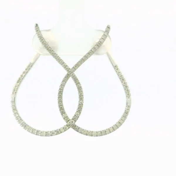 Open Tear Drop Diamond Hoop Earrings Image 2 Hogan's Jewelers Gaylord, MI