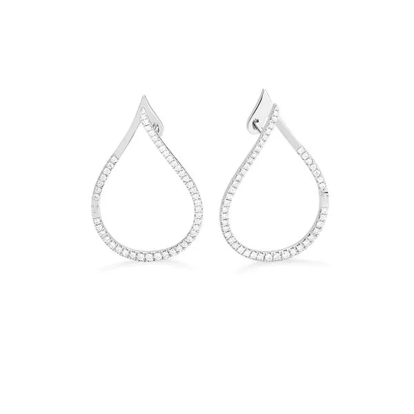 Open Tear Drop Diamond Hoop Earrings Hogan's Jewelers Gaylord, MI