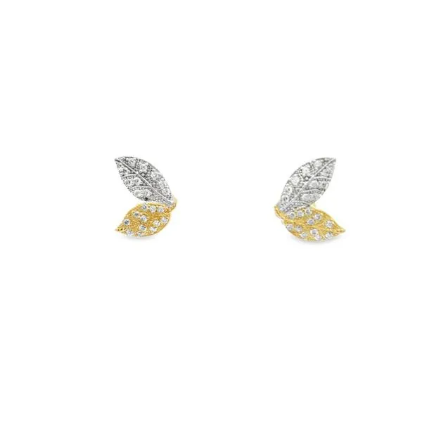 Two Tone Diamond Leaf Earrings Hogan's Jewelers Gaylord, MI