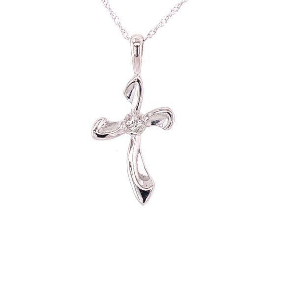 Curved Diamond Cross Pendant Hogan's Jewelers Gaylord, MI