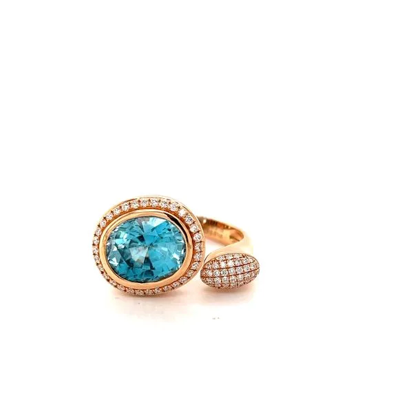 Oval Blue Zircon and Diamond Ring Hogan's Jewelers Gaylord, MI
