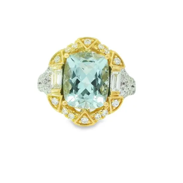 Aquamarine and Diamond Antique Style Fashion Ring Hogan's Jewelers Gaylord, MI