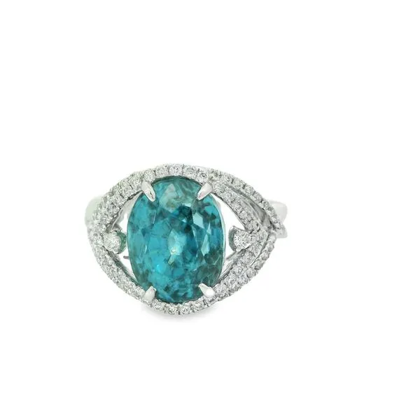 Blue Zircon and Diamond Fashion Ring Hogan's Jewelers Gaylord, MI