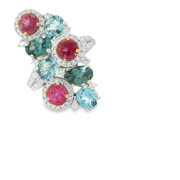 Rubellite, Spinel, Aquamarine and Diamond Ring Hogan's Jewelers Gaylord, MI