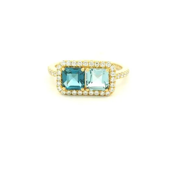 Double Blue Topaz and Diamond Ring Hogan's Jewelers Gaylord, MI