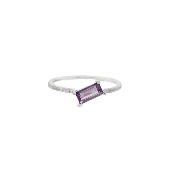 Offset Amethyst and Diamond Ring Hogan's Jewelers Gaylord, MI