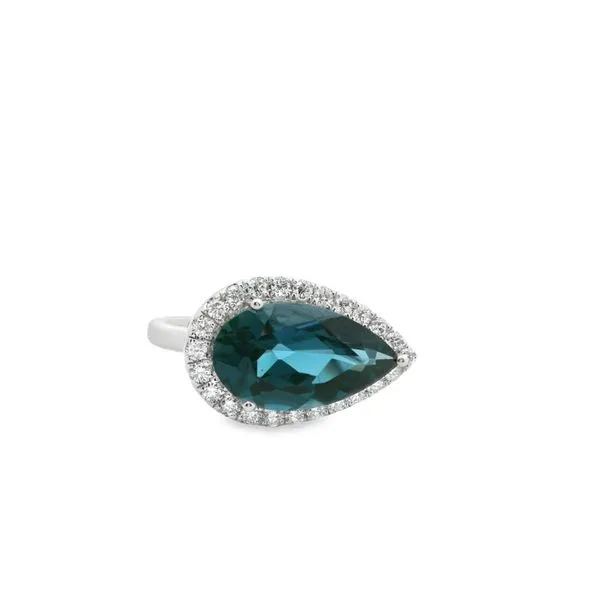 London Blue Topaz Halo Ring Hogan's Jewelers Gaylord, MI