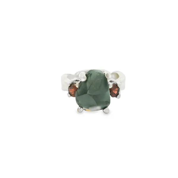 Michigan Green Stone and Garnet Ring Hogan's Jewelers Gaylord, MI
