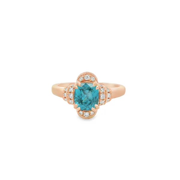 Blue Zircon and Diamond Ring Hogan's Jewelers Gaylord, MI