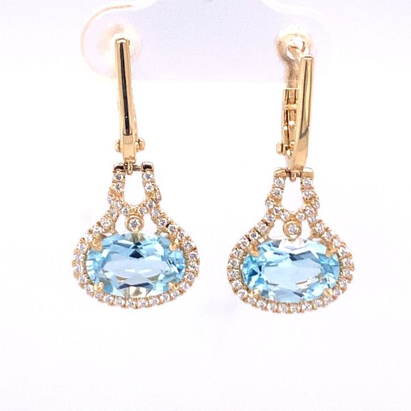 18kt Diamond and Blue Topaz Dangle Earrings Hogan's Jewelers Gaylord, MI