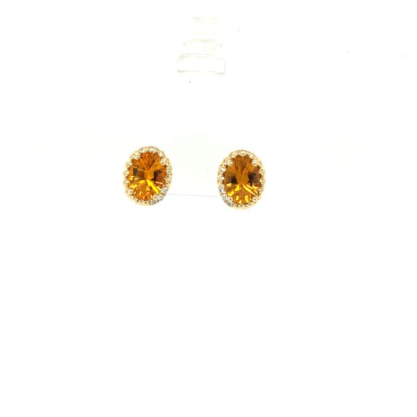 Oval Citrine and Diamond Stud Earrings Hogan's Jewelers Gaylord, MI