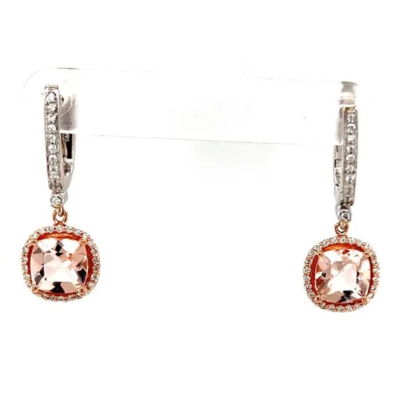 Morganite and Diamond Halo Earrings Hogan's Jewelers Gaylord, MI