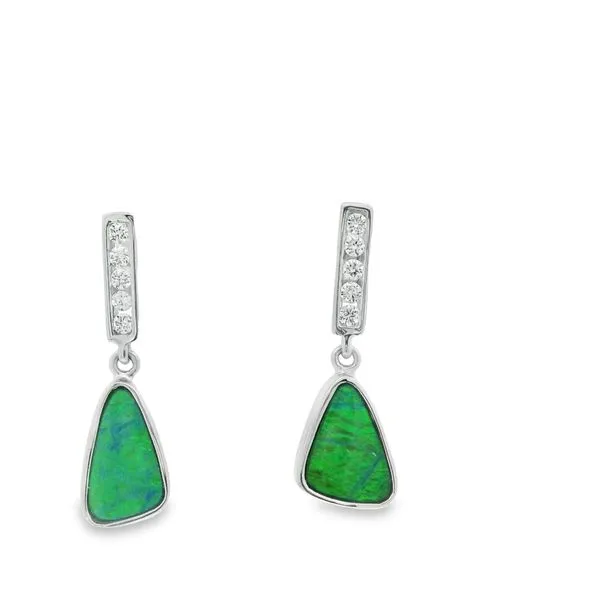 Black Opal Doublet and Diamond Earrings Hogan's Jewelers Gaylord, MI