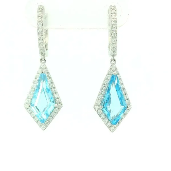 Swiss Blue Topaz and Diamond Dangle Earrings Hogan's Jewelers Gaylord, MI