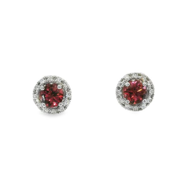 Pink Tourmaline and Diamond Stud Earrings Hogan's Jewelers Gaylord, MI